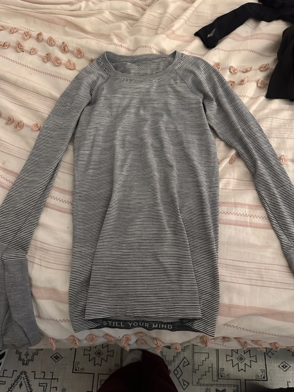 lululemon athletica Black and White Striped Long Sleeve Tee